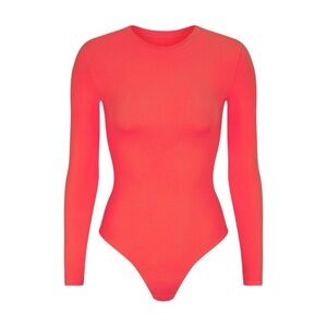 NWT Skims Fits Everybody Long Sleeve Crew Neck Bodysuit in POPPY sz M - RARE